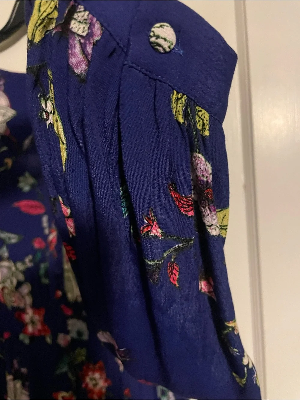 Maeve Anthropologie Maplewood Blue Floral Long Sleeve Button Dress Women’s Sz M - Picture 4 of 8